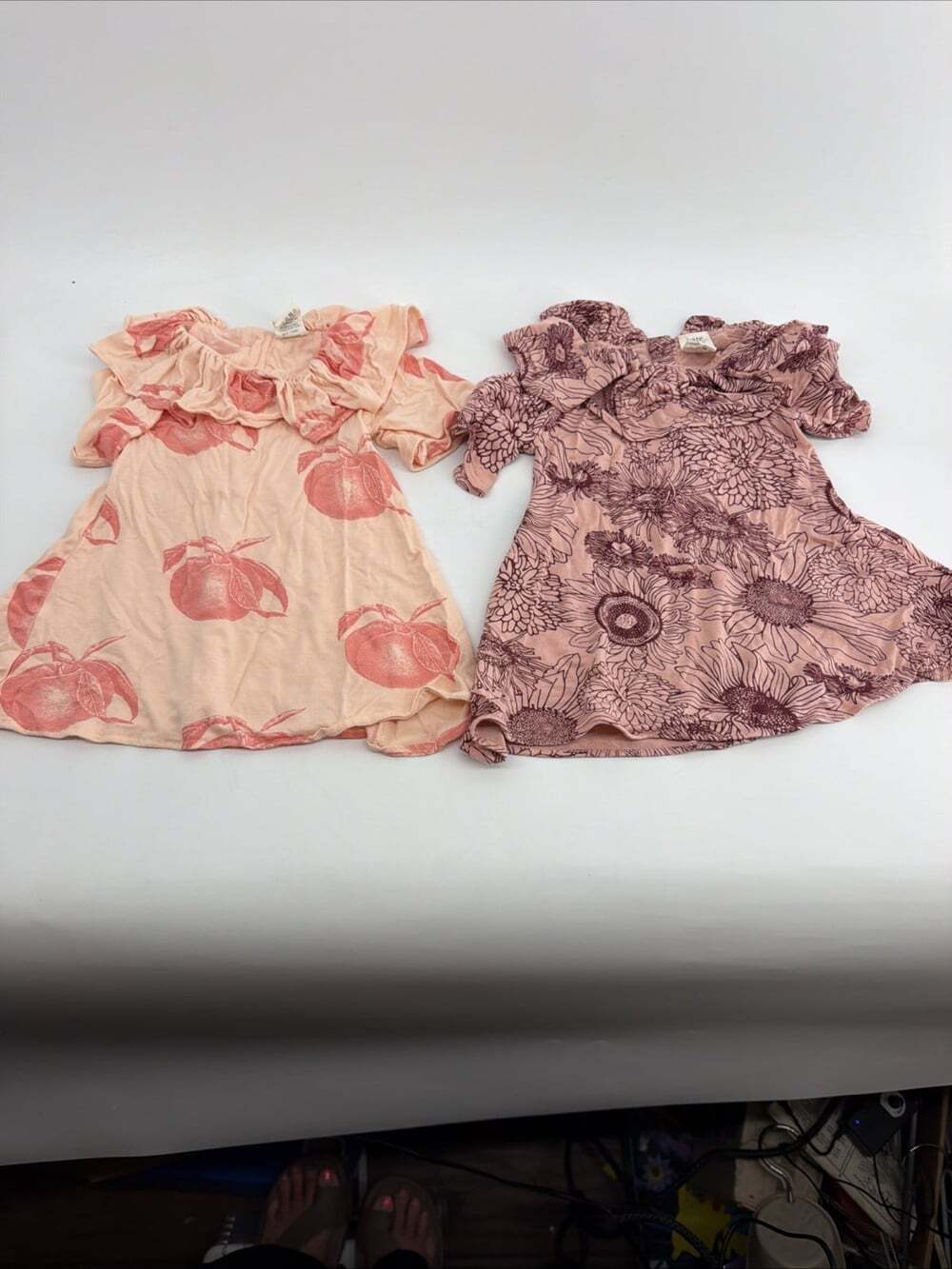 Kate Quinn Baby Dress Girl 0-3 M Pink Peach And Floral Set Of 2 Bamboo Viscose
